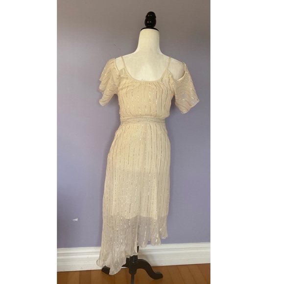 Free People *Rare* chiffon metallic dress - Picture 4 of 6